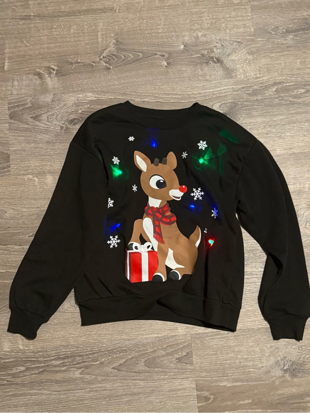 Rudolph the Red Nose Reindeer " Black Christmas Holiday Sweater